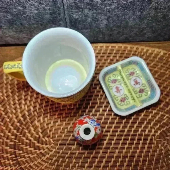 Vintage Zhongguo Jingdezhen China Porcelain Mug/Divided Sauce Dip/Enesco Vase - Picture 4 of 9